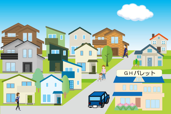 街からほど近い住宅街にあるパレット